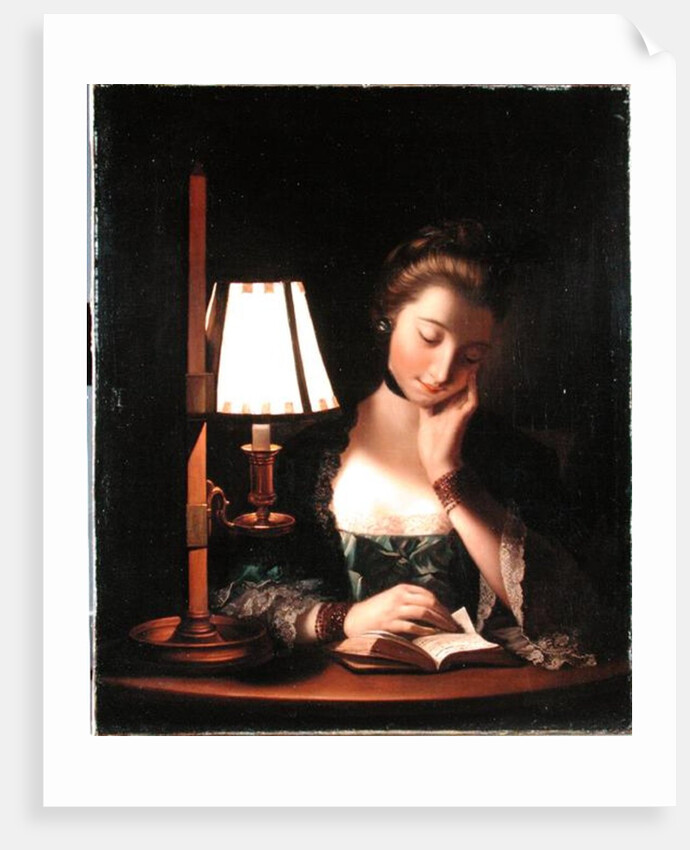 Woman Reading by a Paper-bell Shade, 1766 by Henry Robert Morland