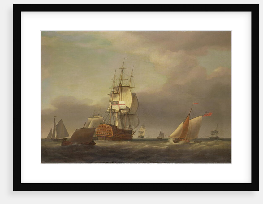 A Seascape with Men-of-War and Small Craft by Francis Holman