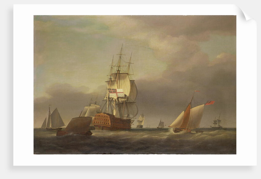 A Seascape with Men-of-War and Small Craft by Francis Holman