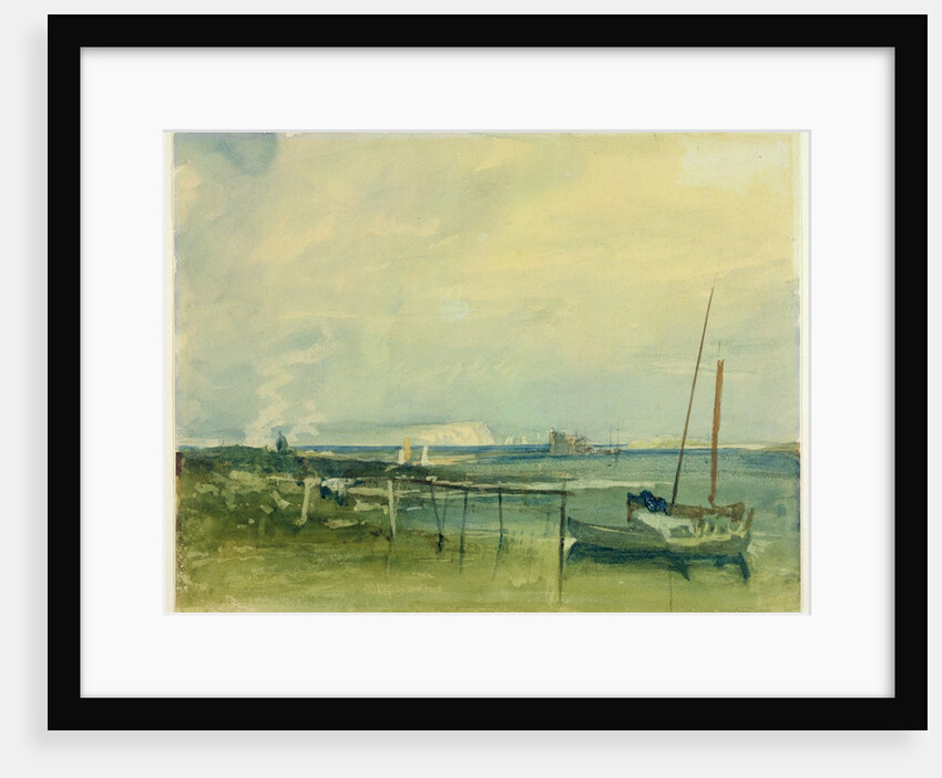 Coast Scene with White Cliffs and Boats on Shore by Joseph Mallord William Turner