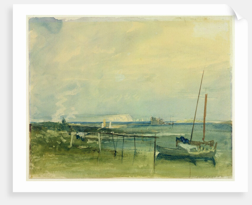 Coast Scene with White Cliffs and Boats on Shore by Joseph Mallord William Turner