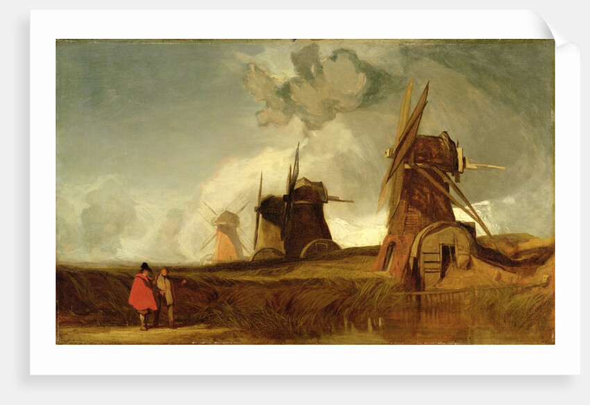 Drainage Mills in the Fens, Croyland, Lincolnshire, c.1830-40 by John Sell Cotman