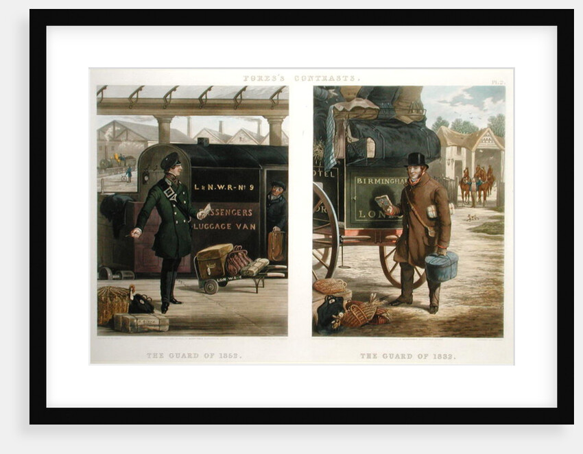 Fore's Contrasts: The Guard of 1832, The Guard of 1852 by Henry Thomas (after) Alken