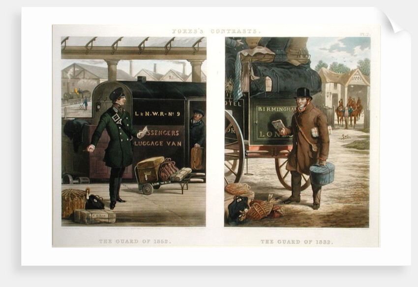 Fore's Contrasts: The Guard of 1832, The Guard of 1852 by Henry Thomas (after) Alken