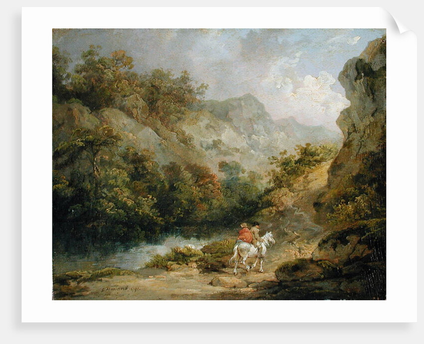 Rocky Landscape with Two Men on a Horse, 1791 by George Morland