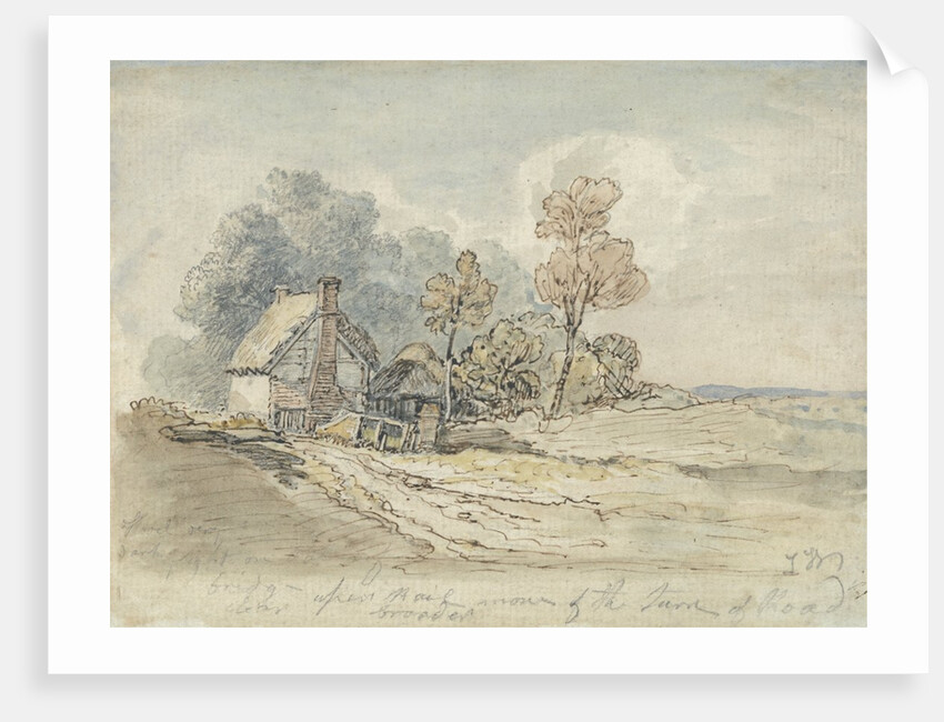 A Thatched Cottage and Trees at the Turn of a Country Road by James Ward