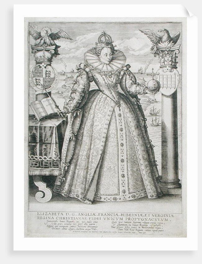 Portrait of Queen Elizabeth 1596 by Crispin I de (attr.to) Passe