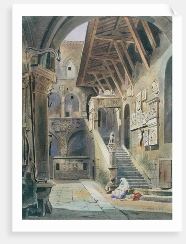 Court of the Bargello, Florence, 1839 by Thomas Hartley Cromek