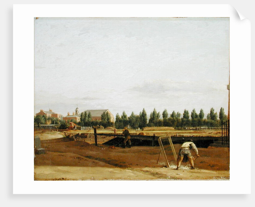 Excavating the Regent's Canal, with a view of Marylebone Chapel, c.1812 by John Seguier