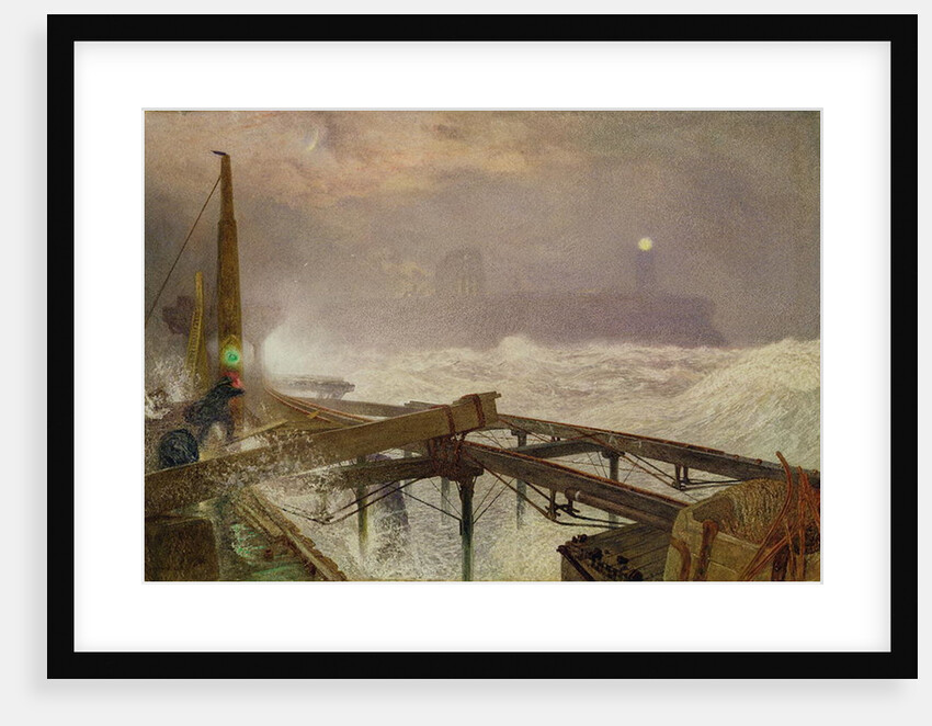 Blue Lights, Teignemouth Pier - Lighting the Lamps at Sunset, 1868 by Alfred William Hunt