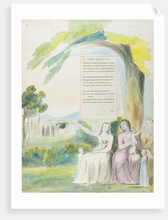 Elegy written in a Country Church-Yard, design 114 from 'The Poems of Thomas Gray', 1797-98 by William Blake