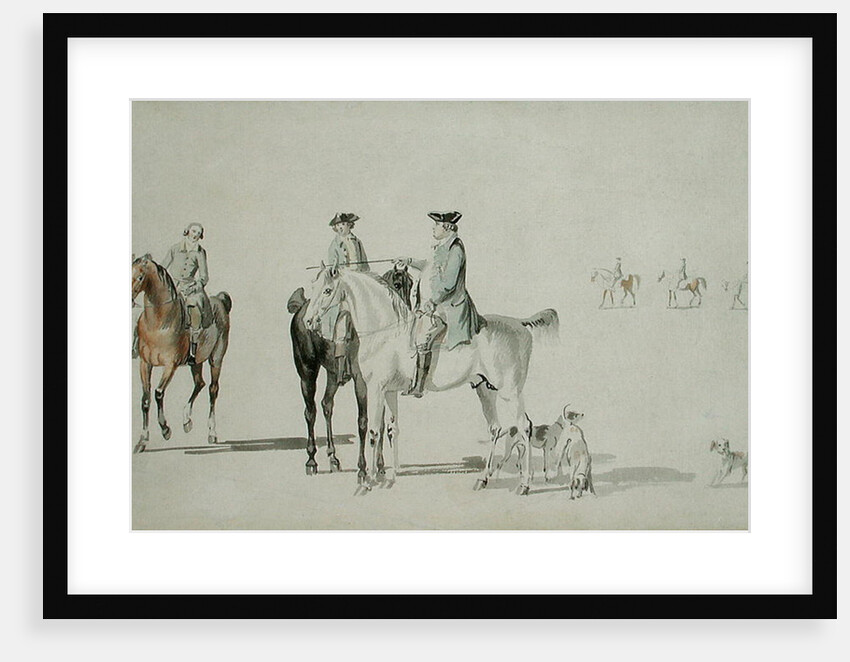 The Duke of Cumberland with a Gentleman and a Groom, all Mounted, and Dogs by Paul and/or Sandby Thomas Sandby