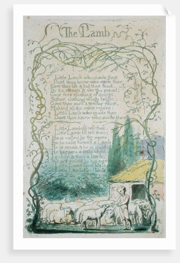 The Lamb, plate 17 from 'Songs of Innocence,' 1789 by William Blake