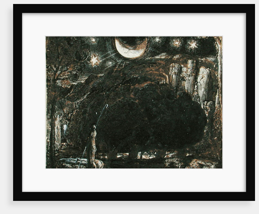 A Shepherd and his Flock under the Moon and Stars, c.1827 by Samuel Palmer