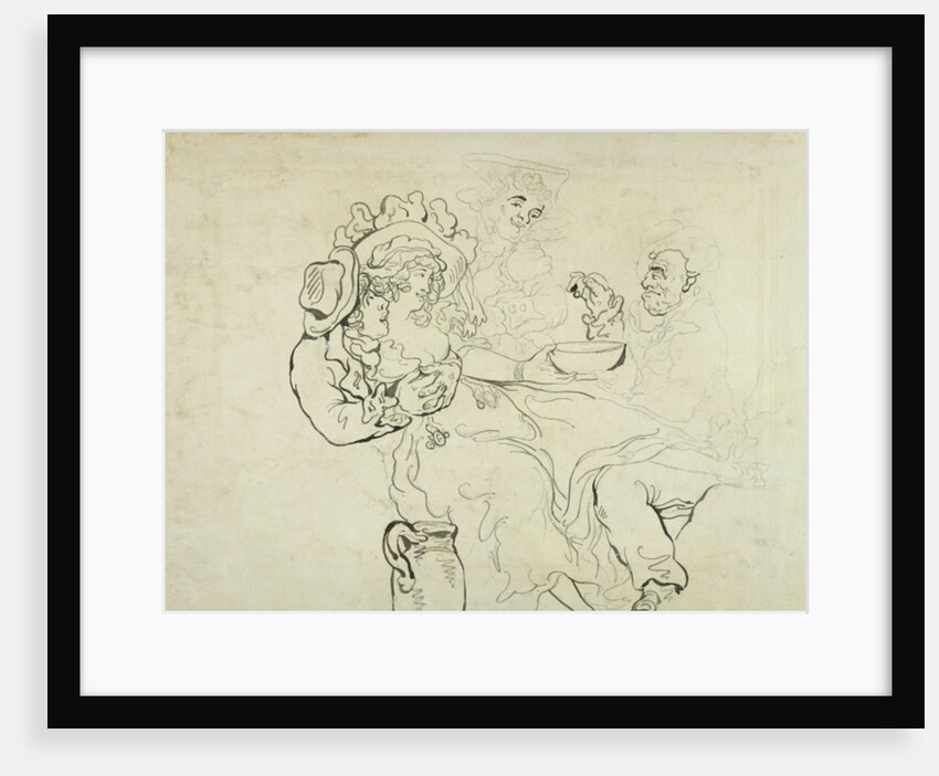 Three men and a woman drinking by Thomas Rowlandson