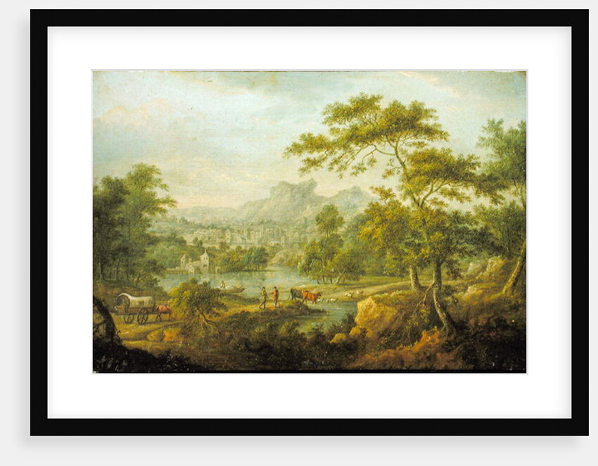 An Imaginary Landscape with a Wagon and a Distant View of a Town by Thomas Smith of Derby