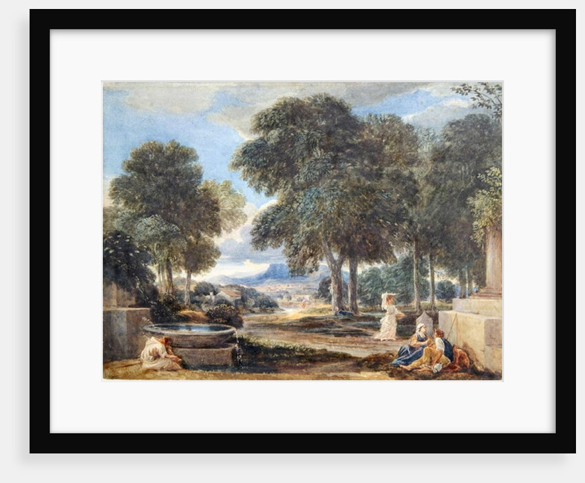 Landscape with a Man Washing his Feet at a Fountain, after Nicolas Poussin by David Cox