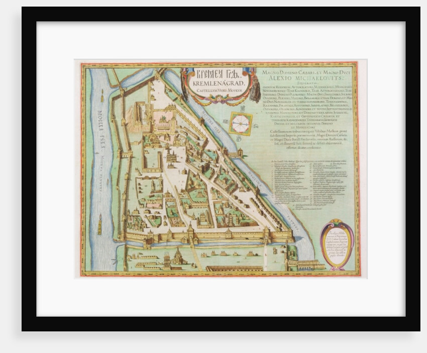Map showing the Kremlin, Moscow, 1662 by Joan Blaeu