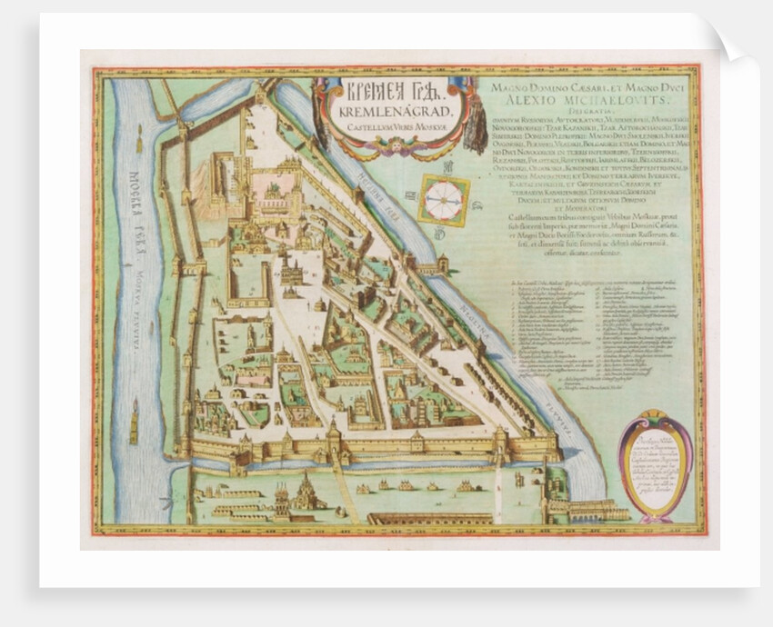 Map showing the Kremlin, Moscow, 1662 by Joan Blaeu
