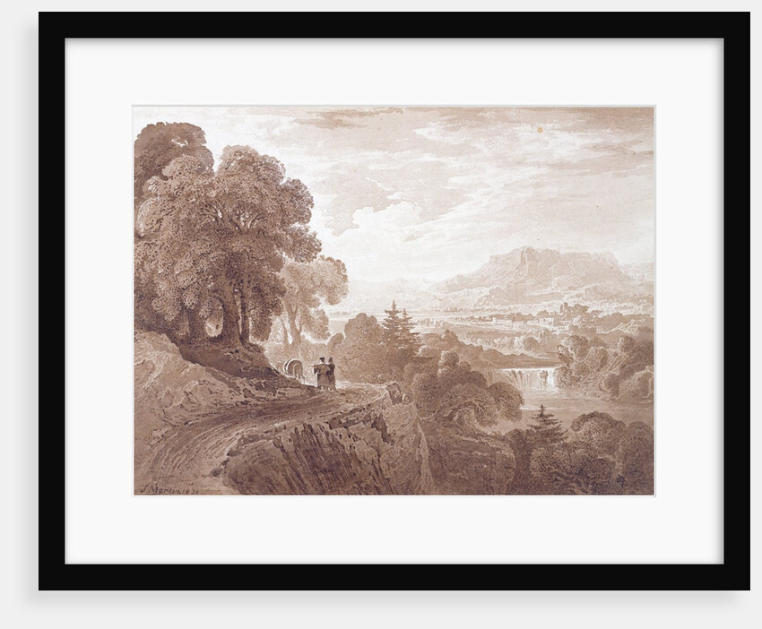 Travellers on a road above a river, 1821 by John Martin