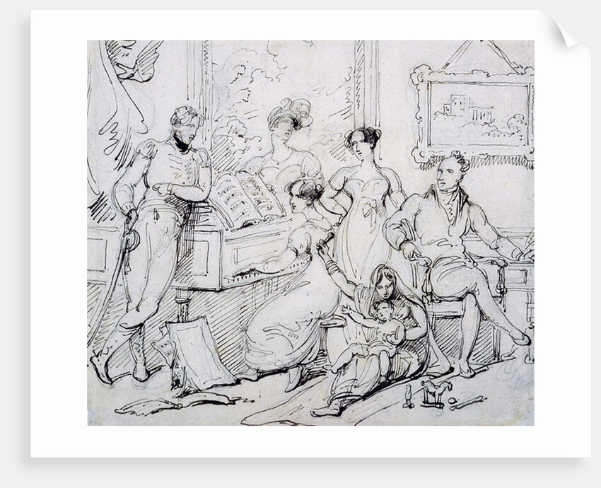 A Family Group Around a Piano by George Chinnery