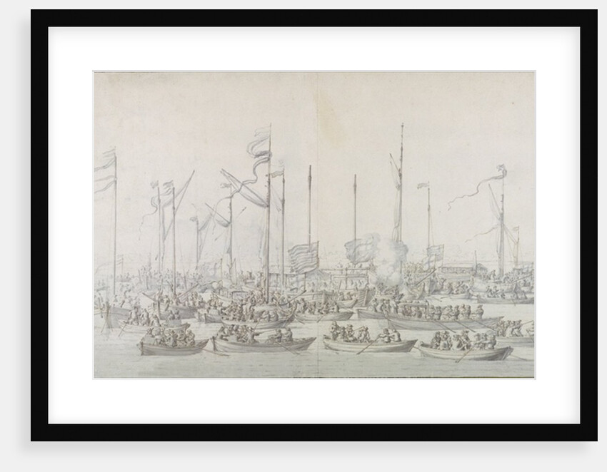 Celebration on the Thames near Whitehall, after the Coronation of James II by Willem van de the Elder Velde