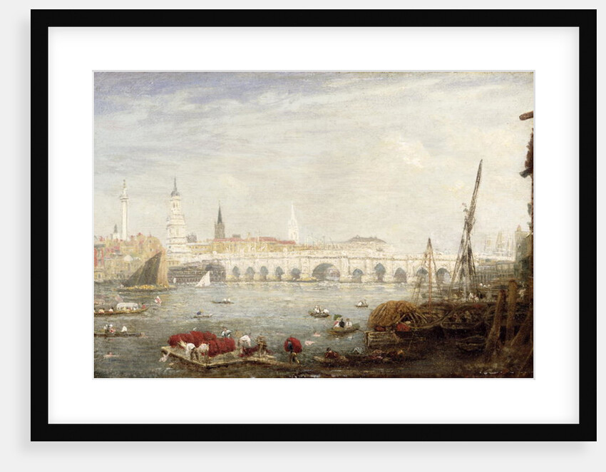 The Monument and London Bridge, c.1820-80 by Frederick Nash