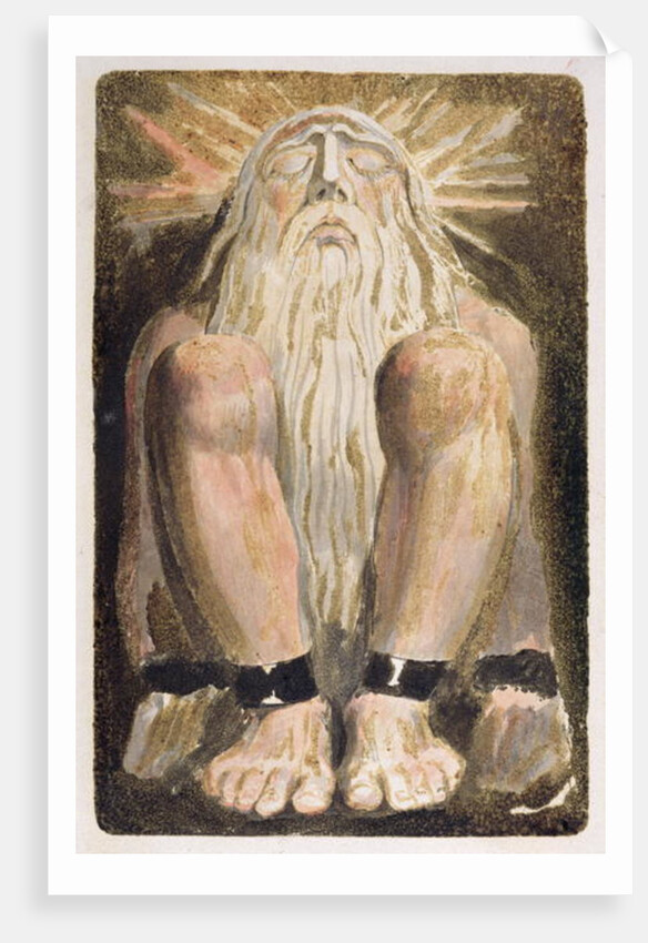 A naked man with a long, white beard by William Blake