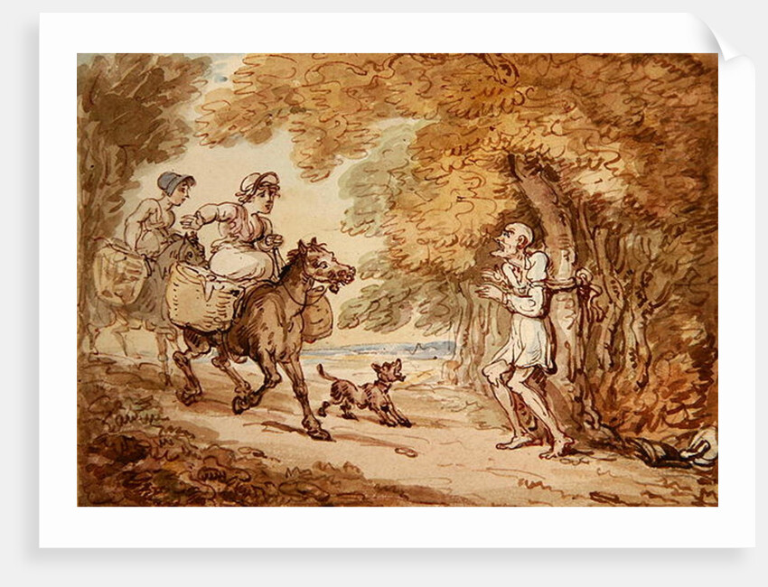 Dr Syntax bound to a tree by Highwaymen by Thomas Rowlandson