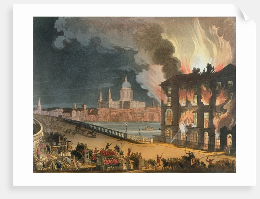 Fire in London by T. & Pugin A.C. (1762-1832) (after) Rowlandson