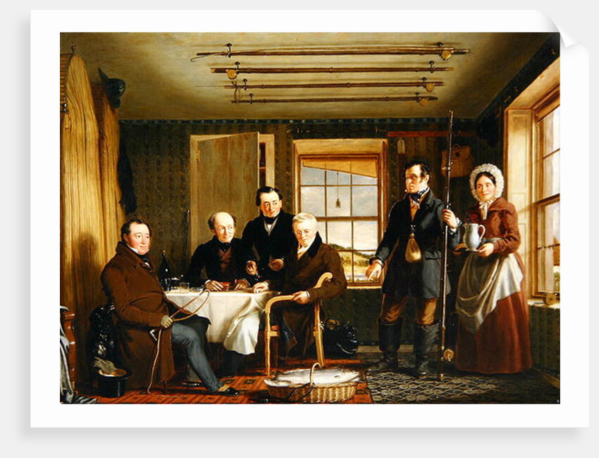 Discussing a Catch of Salmon in a Scottish Fishing-Lodge, c.1840 by William Shiels