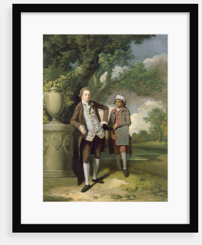 A Young Man with his Indian servant holding a portfolio by John Hamilton Mortimer