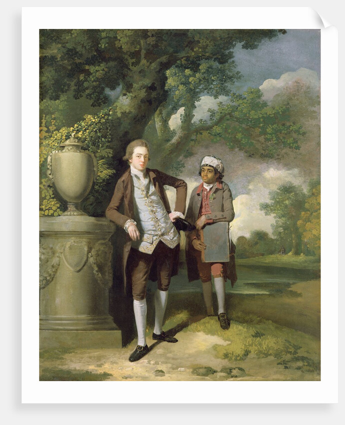 A Young Man with his Indian servant holding a portfolio by John Hamilton Mortimer