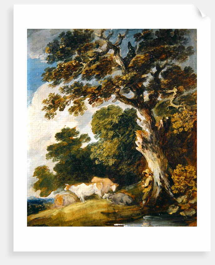 A wooded landscape with cattle and herdsmen by Gainsborough Dupont