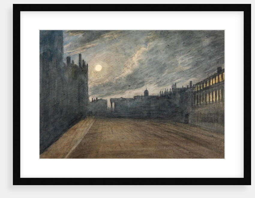 Broad Street, Oxford, full moon, 1790 by John Baptist Malchair