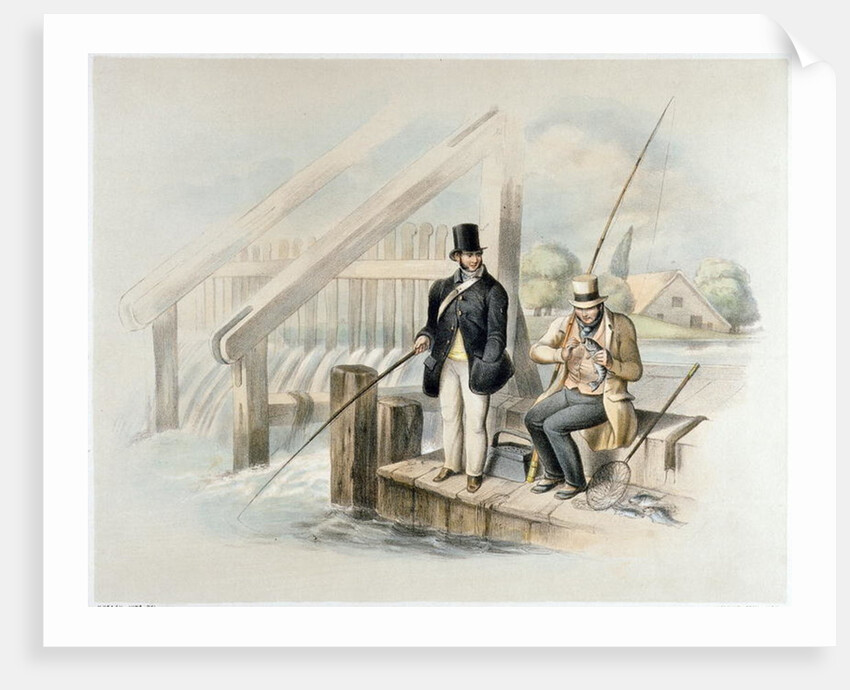 Trout fishing, Beddington Park, from a set of six images of 'Angling' by Henry Heath