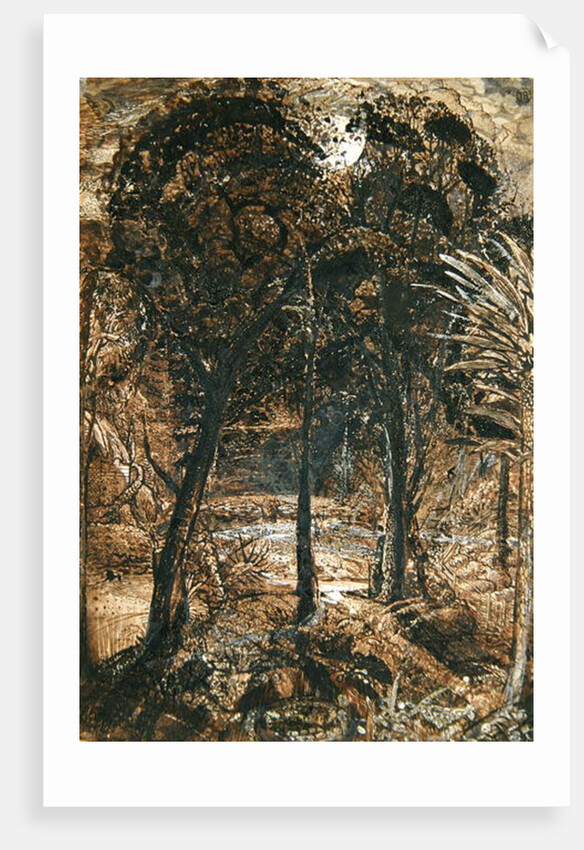 A moonlit scene with a winding river, 1827 by Samuel Palmer