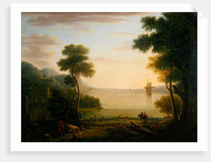Classical landscape with figures and animals, Sunset, 1754 by John Wootton