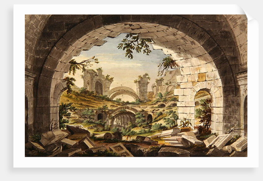 Ruins at Pergamon, probably of tthe Amphitheatre, c.1750 by Giovanni Battista Borra