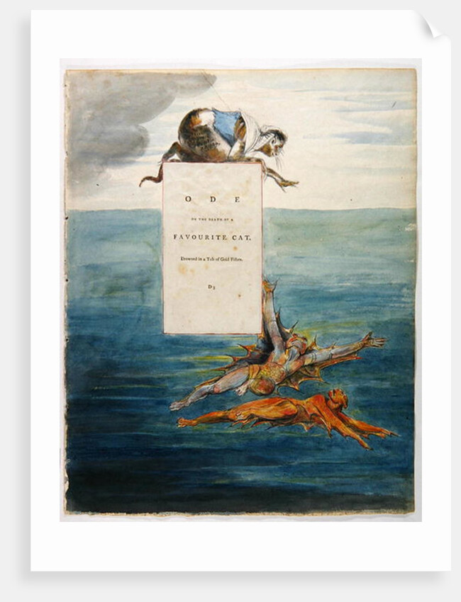 Ode on the Death of a Favourite Cat, design 7 for 'The Poems of Thomas Gray', 1797-98 by William Blake