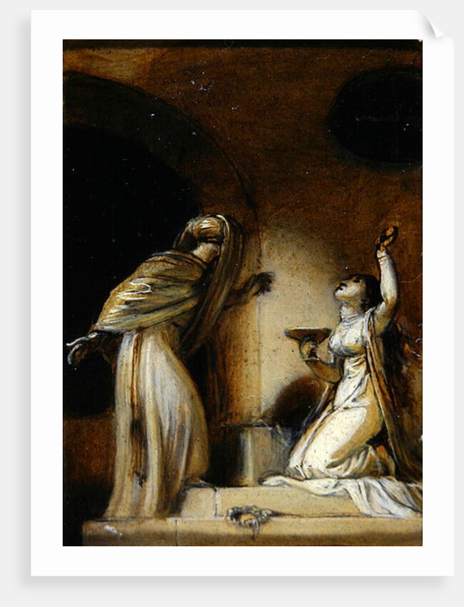 Kneeling female figure with a cup, illustration for an Eastern Romance, possibly 'The Arabian Nights' by Robert Smirke