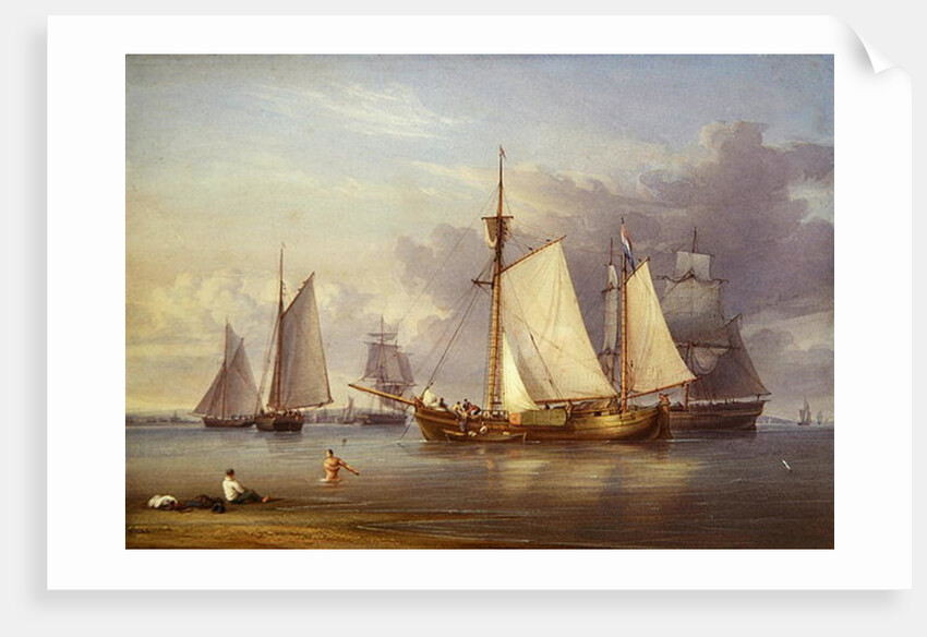 Dutch Fishing Boats at Anchor in an Estuary, c.1850-60 by William Joy