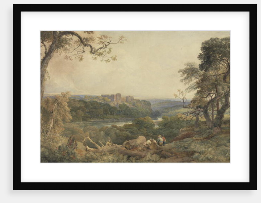 Castle above a River, Woodcutters in the Foreground by Peter de Wint