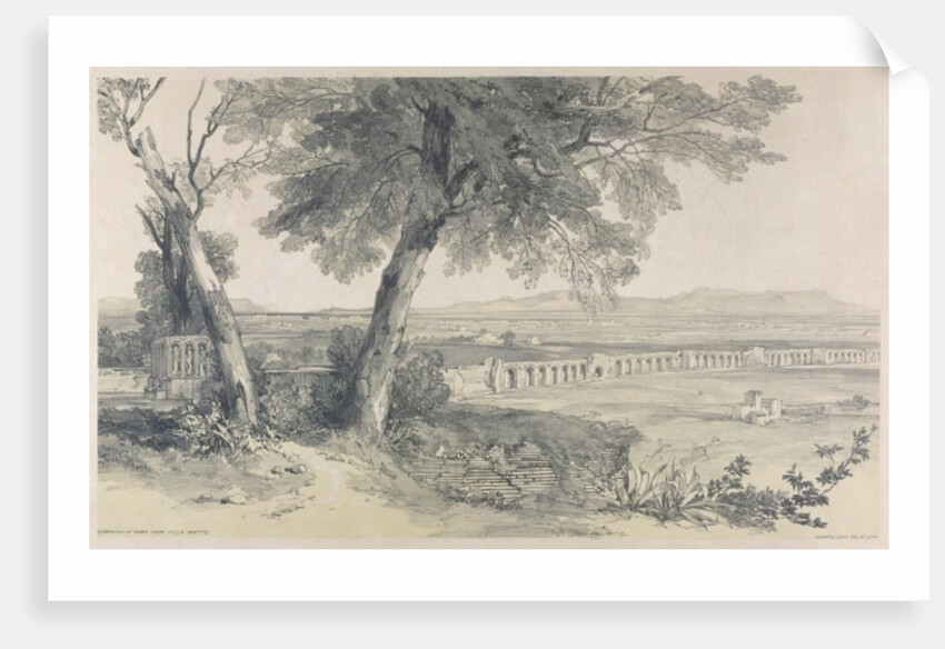 Campagna of Rome from Villa Mattei, from Views in Rome and its Environs, 1841 by Edward Lear