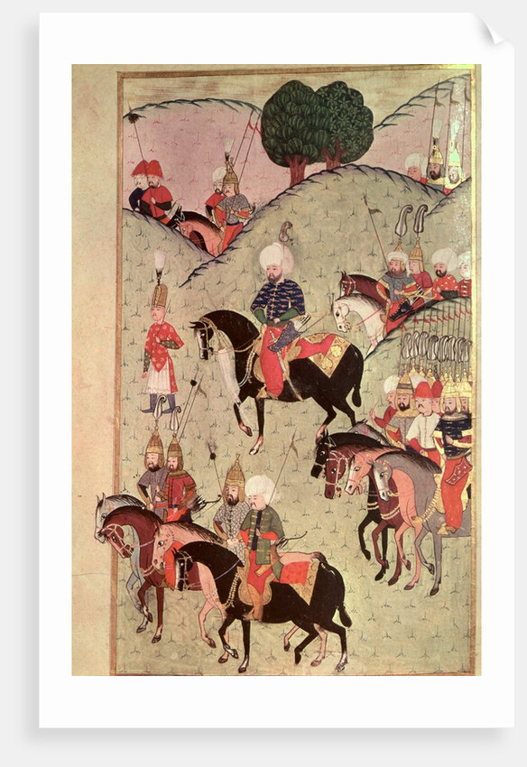 TSM H.1339 Sultan Selim II riding between Kotahia and Belgrade to rejoin the Imperial Army, 1584-89 by Turkish School