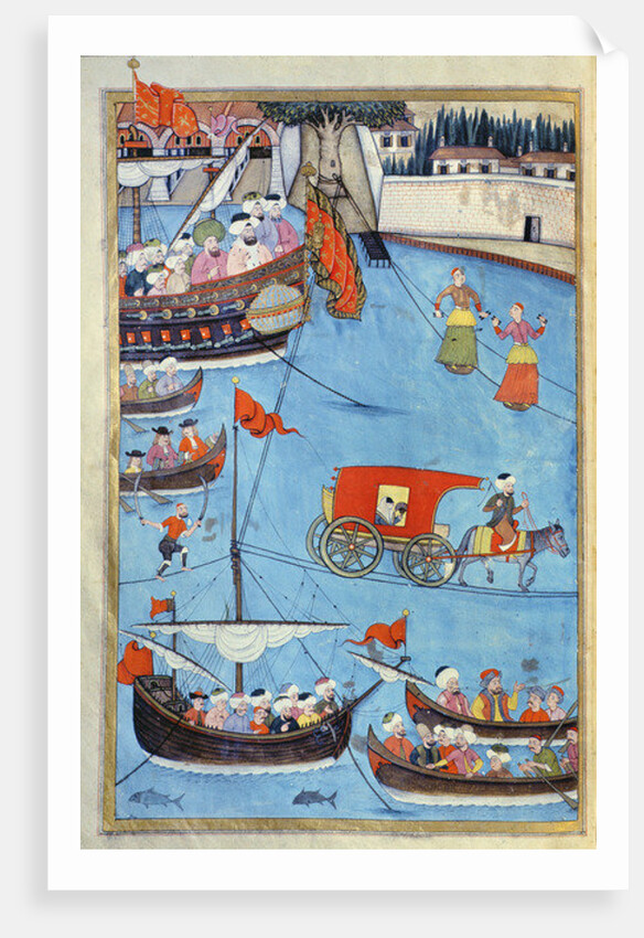 TSM A.3593 Nautical Festival before Sultan Ahmed III from 'Surname' by Vehbi, c.1720 by Levni Levni