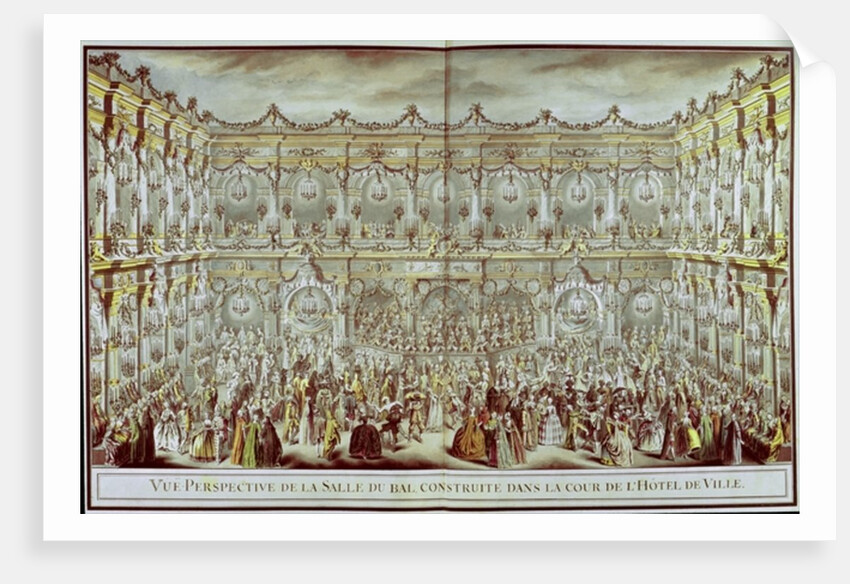 Perspective view of the ballroom constructed in the courtyard of the Hotel de Ville in Paris by Charles Nicolas II Cochin