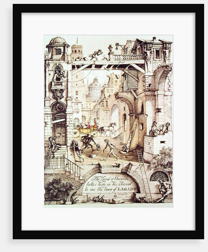 The Lord Munodi takes him in his chariot to see the town of Lagado by Rex Whistler