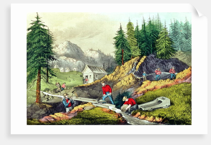 Gold Mining in California, published by Currier & Ives, 1861 by Grafton Tyler (after) Brown