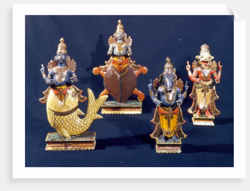 Four of the incarnations of Vishnu by Indian School